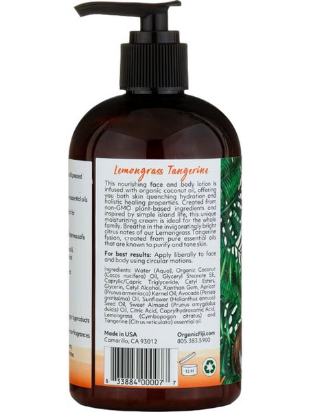 Organic Fiji, Face and Body Lotion, Lemongrass Tangerine, 12 fl oz