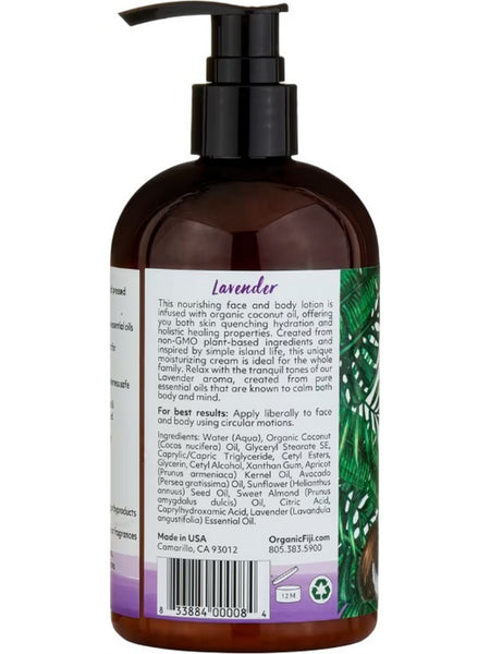 Organic Fiji, Face and Body Lotion, Lavender, 12 fl oz