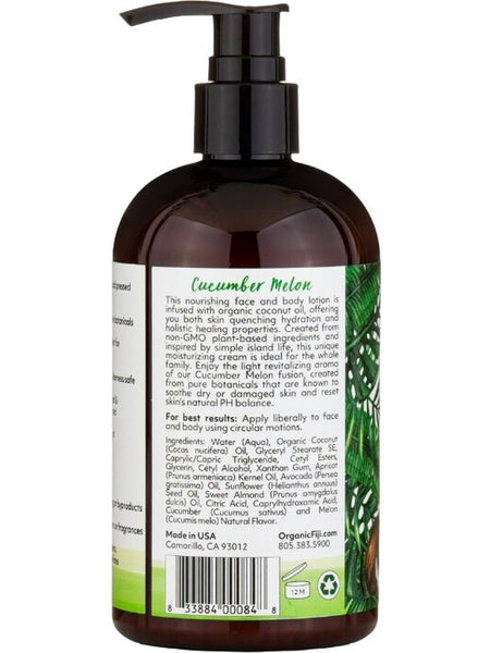 Organic Fiji, Face and Body Lotion, Cucumber Melon, 12 fl oz