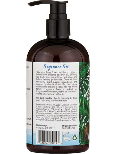 Organic Fiji, Face and Body Lotion, Fragrance Free, 12 fl oz