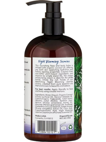 Organic Fiji, Face and Body Lotion, Night Blooming Jasmine, 12 fl oz