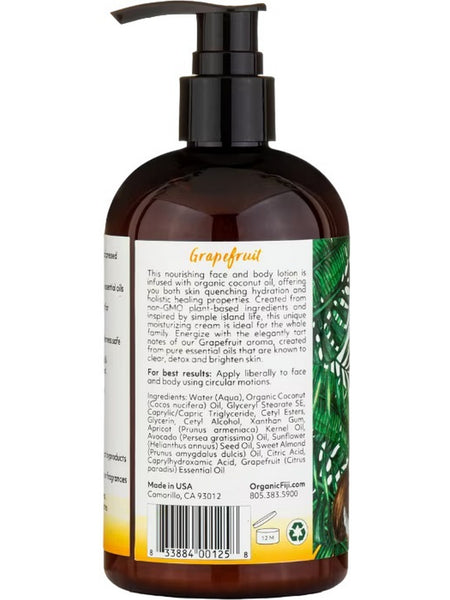 Organic Fiji, Face and Body Lotion, Grapefruit, 12 fl oz