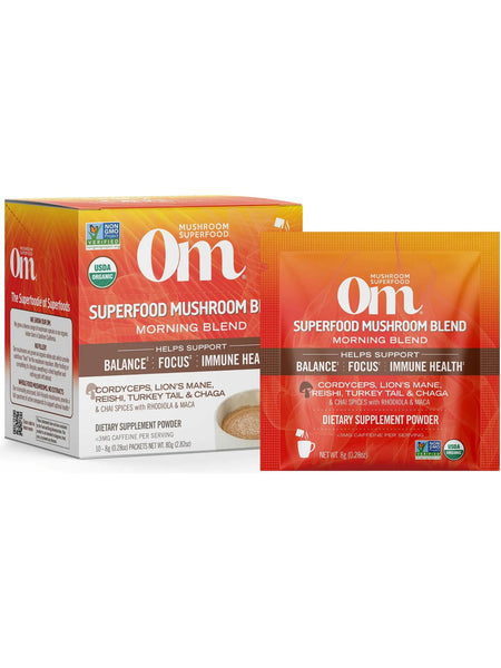 Om Mushroom Superfood, Superfood Mushroom Blend Morning Blend, 10 Packets