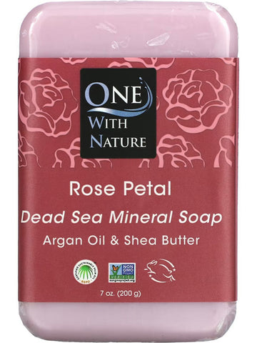 One With Nature, Rose Petal Bar Soap, 7 oz