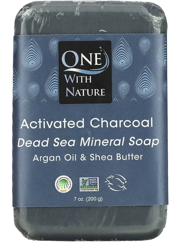 One With Nature, Activated Charcoal Dead Sea Spa Bar Soap, 7 oz