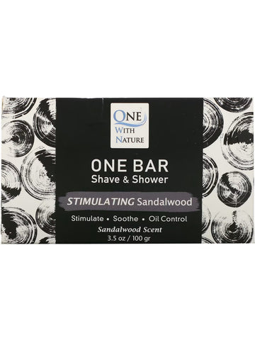 One With Nature, One Bar Shave & Shower, Stimulating Sandalwood, 3.5 oz