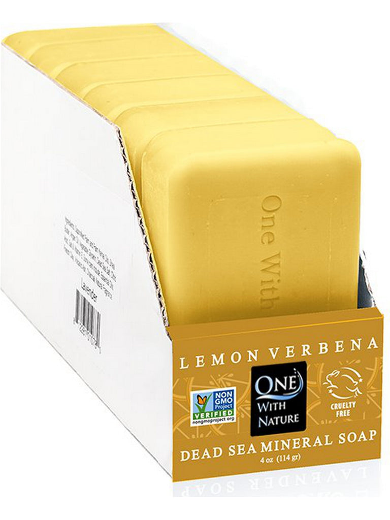 One With Nature, Dead Sea Mineral Bar Soap, Lemon Verbena, Counter Display, 6 Bars (4 oz)