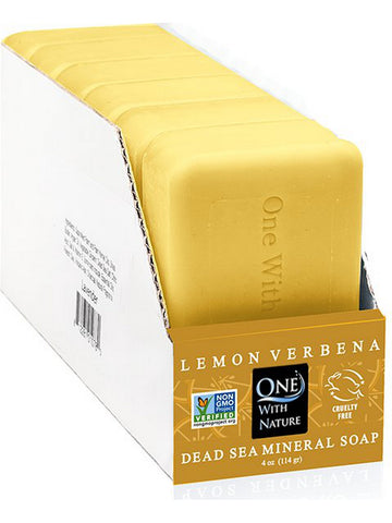 One With Nature, Dead Sea Mineral Bar Soap, Lemon Verbena, Counter Display, 6 Bars (4 oz)