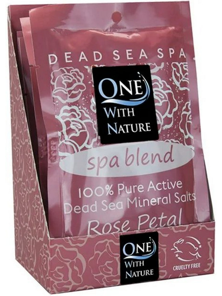 One With Nature, Spa Blend, Rose Petal Bath Salts, Counter Display, 6 Packs (2.5 oz)