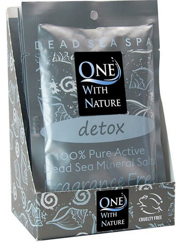 One With Nature, Detox Fragrance Free Bath Salts Counter Display, 6 Packs (2.5 oz)