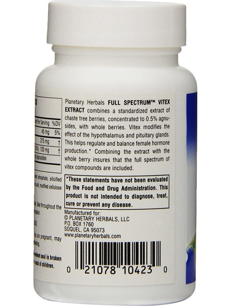 Planetary Herbals, Vitex Extract, Full Spectrum™ 500 mg, 60 Tablets