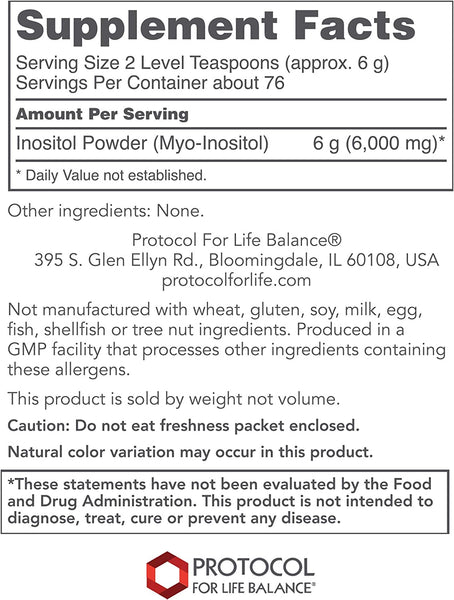 Protocol For Life Balance, Myo-Inositol Powder, 1 lb (454 g)