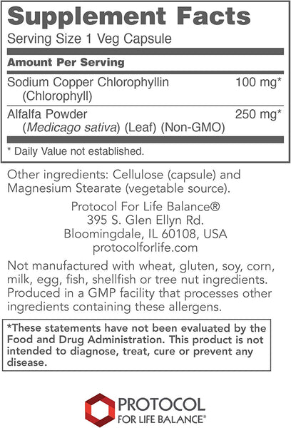 Protocol For Life Balance, Chlorophyll, 100 mg, 90 Veg Capsules