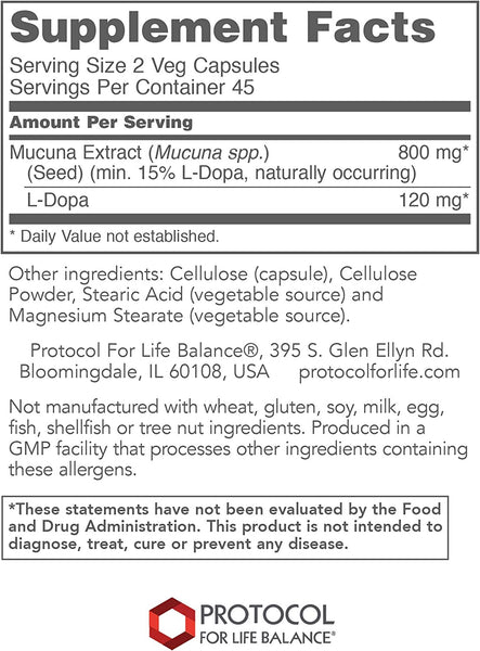 Protocol For Life Balance, Mucuna Extract, 400 mg, 90 Veg Capsules