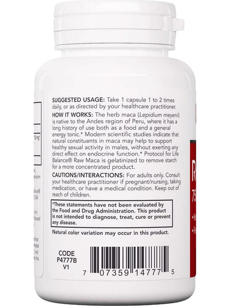 Protocol For Life Balance, Raw Maca, 750 mg, 90 Veg Capsules