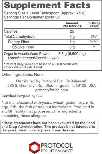 Protocol For Life Balance, Acacia Fiber, Pure Powder, 12 oz (340 g)