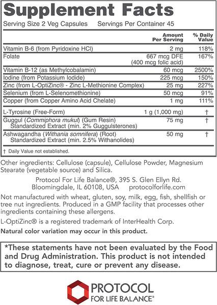 Protocol For Life Balance, Ortho Thyroid, 90 Veg Capsules