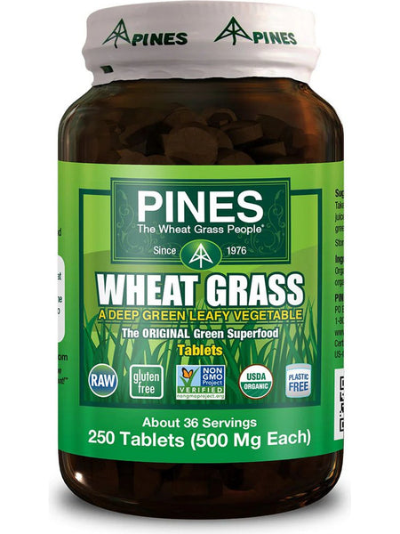 PINES Wheat Grass, Wheat Grass 500 mg, 250 Tablets