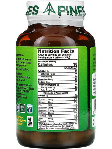 PINES Wheat Grass, Wheat Grass 500 mg, 250 Tablets