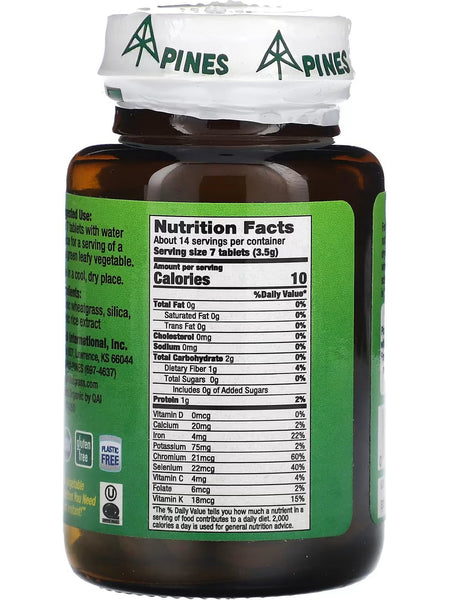 PINES Wheat Grass, Wheat Grass 500 mg, 100 Tablets