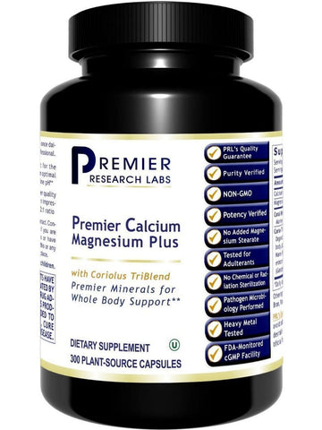 Premier Research Labs, Premier Calcium Magnesium Plus, 300 Plant-Source Capsules