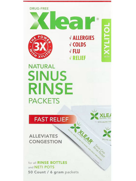 Xlear, Sinus Rinse Packets with Xylitol, 50 Count/6 gm Packets