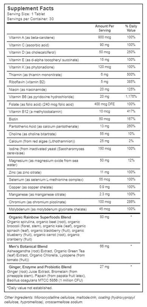 Rainbow Light, High Potency Men's One Daily Multivitamin, 30 Vegetarian Tablets