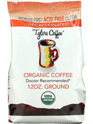 Tylers Coffee, Decaffeinated Organic Coffee, Ground, 12 oz