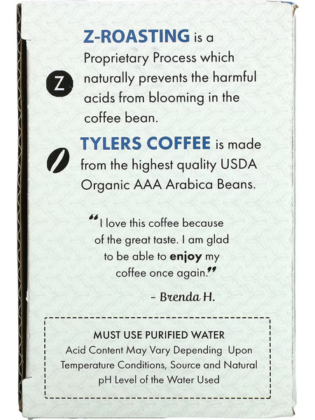 Tylers Coffee, Acid-Free Organic Regular, 16 K-Cup Pod's