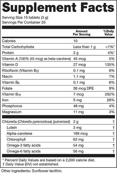 Sun Chlorella, Sun Chlorella, 200mg, 300 Tablets (20-day supply)