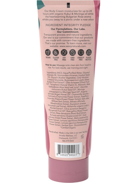 Saavy Naturals, Body Cream, Bulgarian Rose, 8.5 fl oz