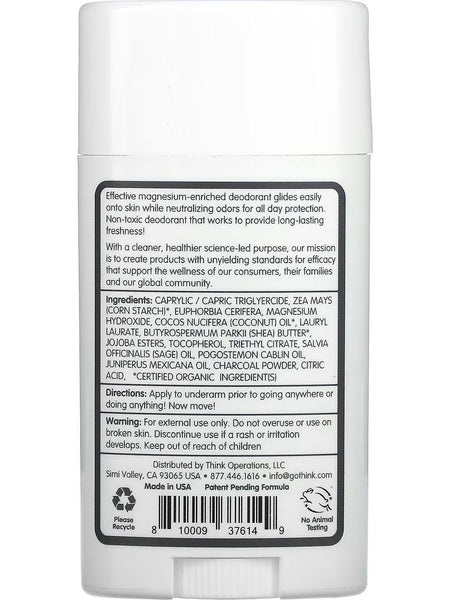 Think, Magnesium Deodorant, Charcoal and Sage, 2.65 oz