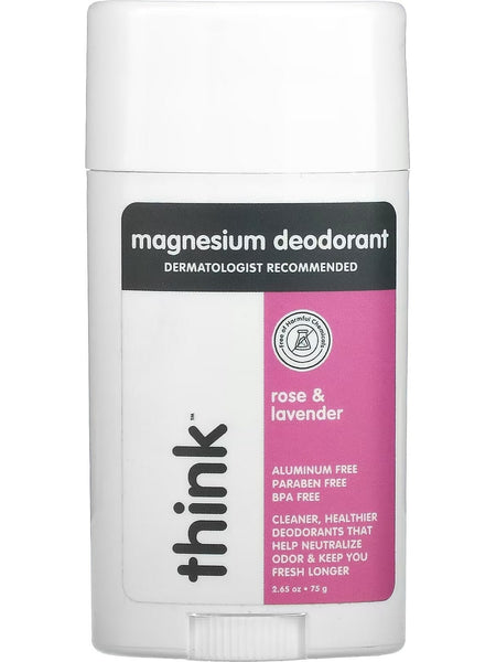 Think, Magnesium Deodorant, Rose and Lavender, 2.65 oz