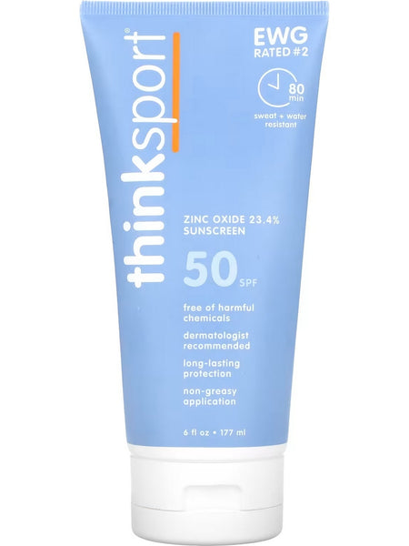 Think, Thinksport Zinc Oxide 23.4% Sunscreen SPF 50, 6 fl oz