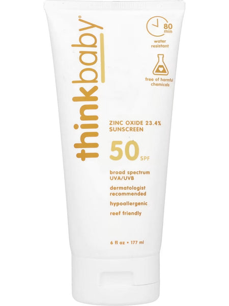 Think, Thinkbaby Zinc Oxide 23.4% Sunscreen SPF 50, 6 fl oz