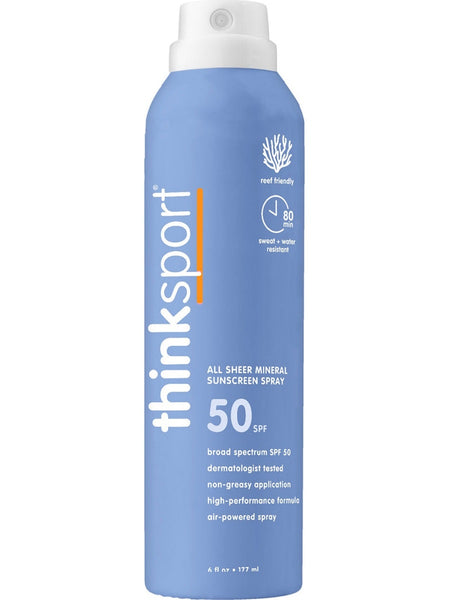 Think, Thinksport All Sheer Mineral Sunscreen Spray SPF 50, 6 fl oz