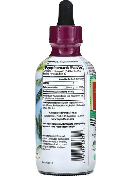 Tropical Oasis, Maximum Strength Biotin with Aloe Vera 12,500 MCG, 4 fl oz