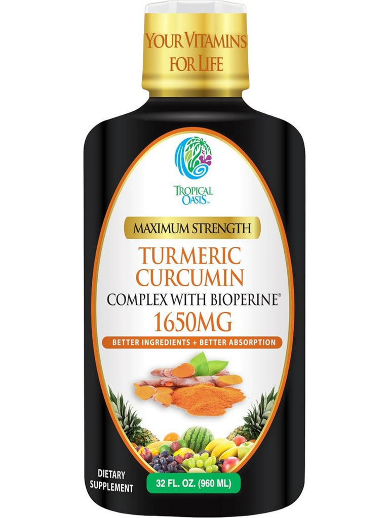 Tropical Oasis, Maximum Strength Turmeric Curcumin Complex with Bioperine 1650 MG, 32 fl oz