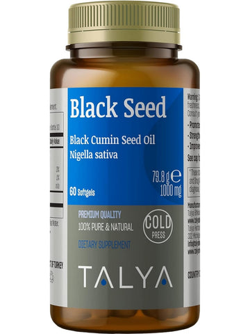 Talya, Black Seed, Black Cumin Seed Oil, Nigella Sativa, 1000 mg, 60 Softgels