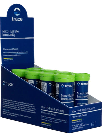 Trace Minerals, TMSPORT, Max-Hydrate Immunity, Lemon Lime Effervescent, 8 Tubes