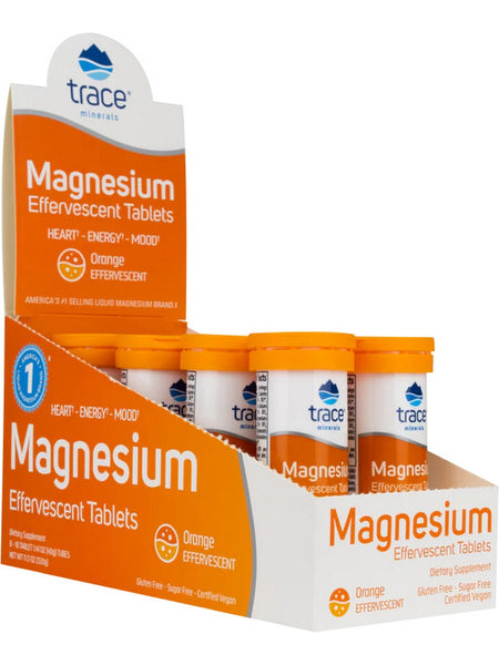 Trace Minerals, Magnesium Effervescent Tablets, Orange, 8 Tubes