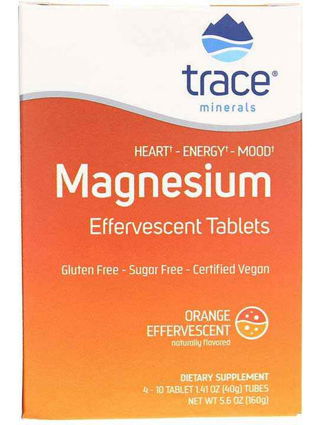 Trace Minerals, Magnesium Effervescent Tablets, Orange, 4 Tubes