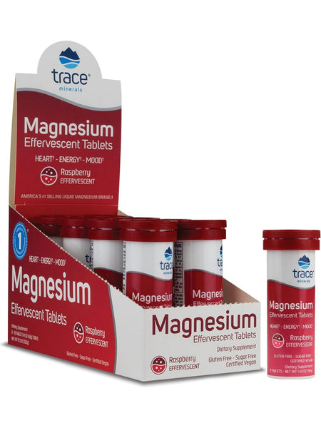 Trace Minerals, Magnesium Effervescent Tablets, Raspberry, 8 Tubes