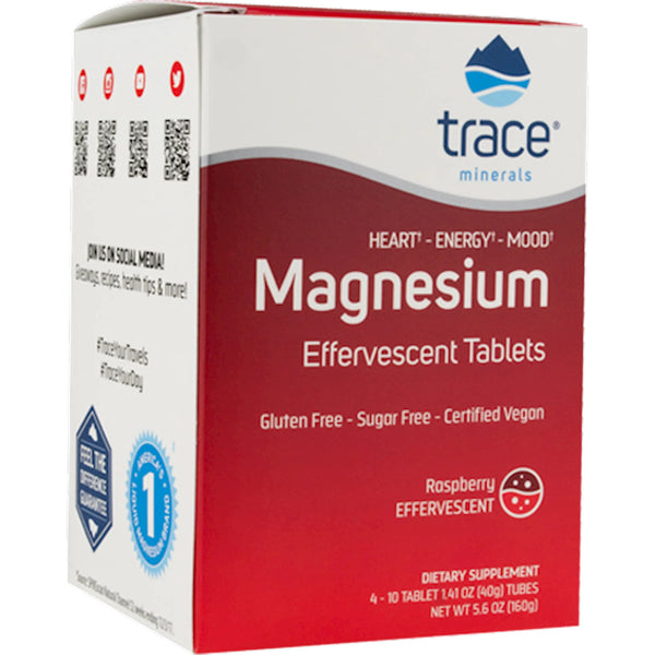 Trace Minerals, Magnesium Effervescent Tablets, Raspberry, 4 Tubes