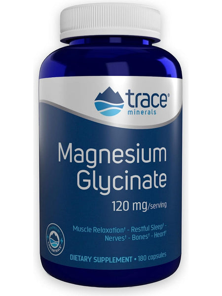 Trace Minerals, Magnesium Glycinate, 120 mg/serving, 180 Capsules