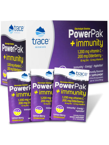 Trace Minerals, Electrolyte Stamina Power Pak + Immunity, Lemon Berry, 30 Packets