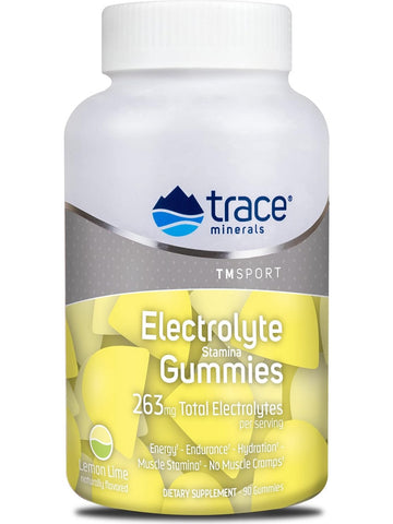 Trace Minerals, Electrolyte Stamina Gummies, 263 mg, Lemon Lime, 90 Gummies