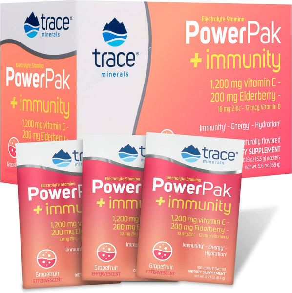 Trace Minerals, Electrolyte Stamina Power Pak + Immunity, Grapefruit, 30 Packets