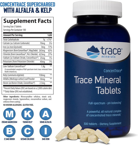 Trace Minerals, ConcenTrace Trace Mineral Tablets, 300 Tablets