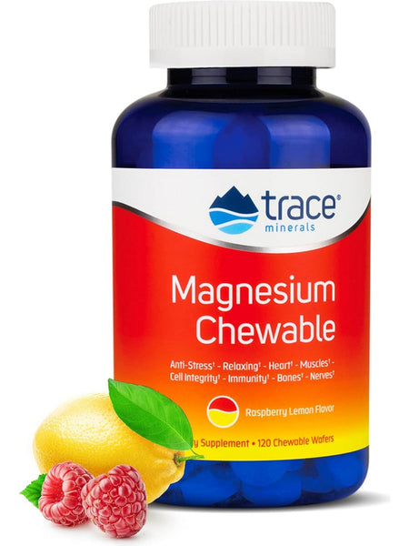 Trace Minerals, Magnesium Chewable, Raspberry Lemon, 120 Chewable Wafers